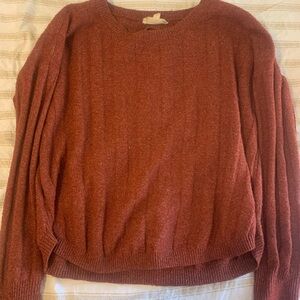 Women’s burgundy, cross cross back, sweater. Size large